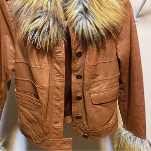 Brown Leather/Fur Jacket